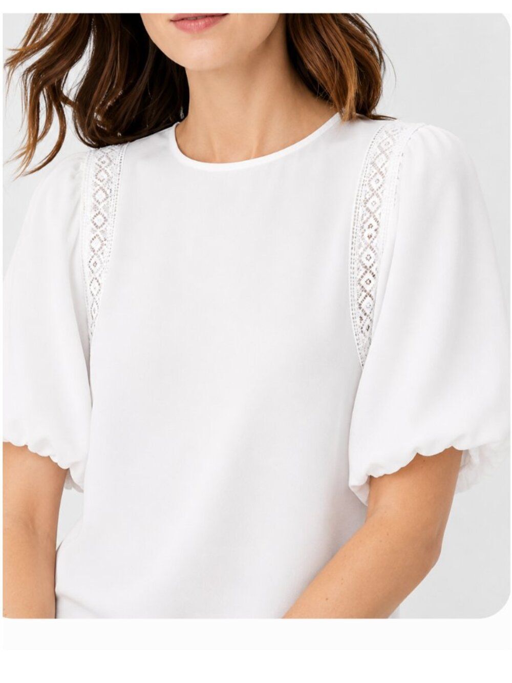 Ann Taylor‎ Lace Trim Mixed Media Top – Size M - NWT